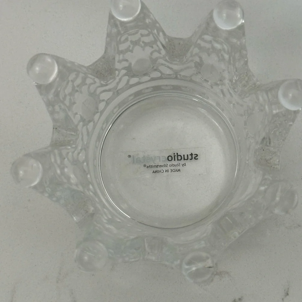 Crown Glass Crystal Tea Light Home Decor Studio Crystal Clear Cute 2